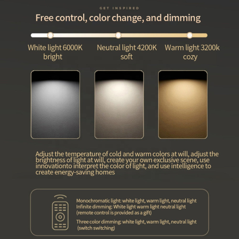 Lustra LED cu Telecomanda, 41W, 3 Cercuri, lumina Rece/Calda/Neutra, Dimabila, Negru [7]