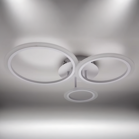 Lustra LED cu telecomanda 41W, Putere maxima 80W,  3 Cercuri, lumina Rece/Calda/Neutra, Dimabila, Alb [5]