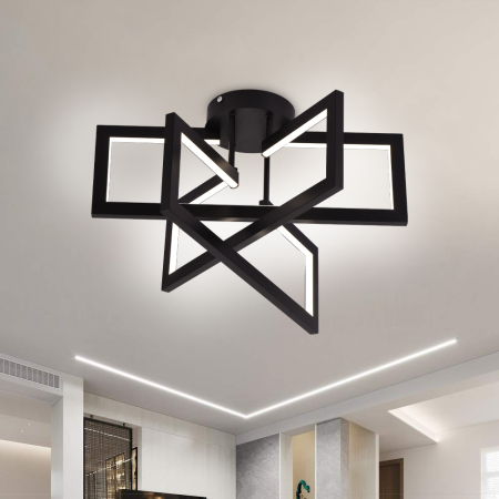 Lustre Moderne - Lustra LED cu telecomanda 73W, 3 Elemente, lumina Rece/Calda/Neutra, Dimabila, Negru, LT750/3BK