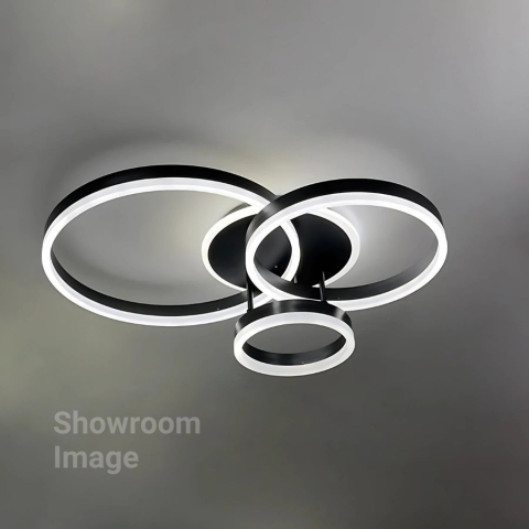 Lustra LED cu telecomanda 94W, 3 cercuri interconectate, dimabila, negru [8]