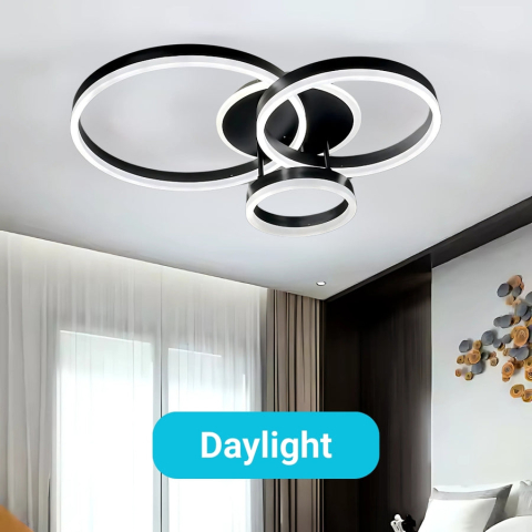 Lustra LED cu telecomanda 94W, 3 cercuri interconectate, dimabila, negru [4]