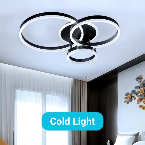 Lustra LED cu telecomanda 94W, 3 cercuri interconectate, dimabila, negru [6]