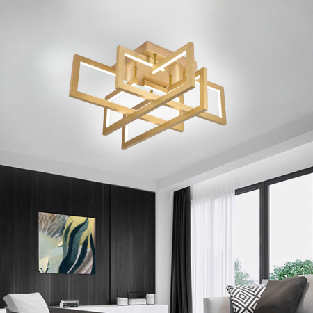 Lustra LED cu telecomanda 98W, 4 Elemente, lumina Rece/Calda/Neutra, Dimabila, Auriu [2]