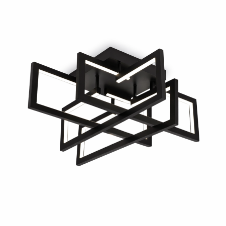 Lustre LED - Lustră LED Alesandro QuadFrame, 115W, 4 Elemente, Dimabilă, 3 Tonuri de Lumină, Negru