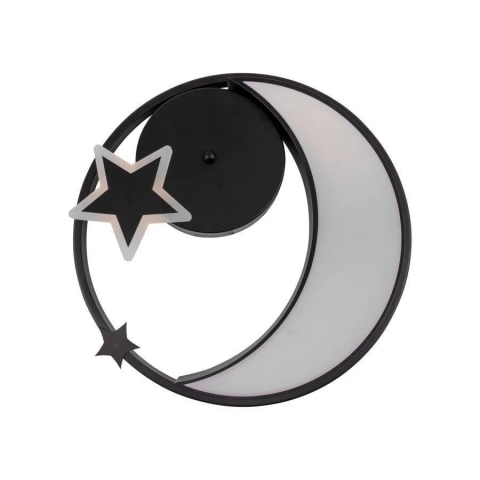 Lustra LED moderna cu telecomanda, design Luna si Stea, 44W, lumina reglabila rece-calda-neutra, negru [3]
