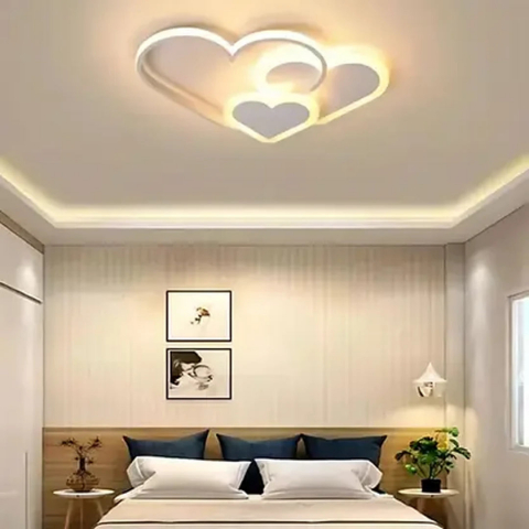 Lustre LED Aplicate - Lustra LED cu telecomanda AMI 50W, 3 Inimi, lumina Rece/Calda/Neutra, Dimabila, Alb