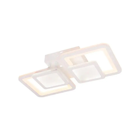 Lustra LED moderna cu telecomanda, 44W, design cu 2 patrate interconectate, dimabila, lumina rece/calda/neutra, finisaj alb mat, montaj aplicat pe tavan [3]