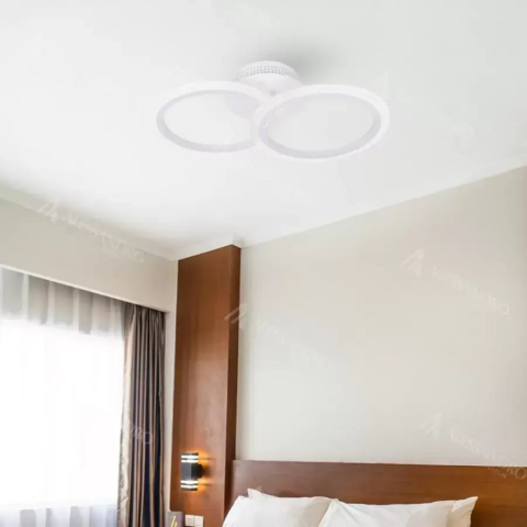 Lustre LED - Lustra LED cu telecomanda BETTY 28W, 2 Cercuri, lumina Rece/Calda/Neutra, Dimabila, Alb