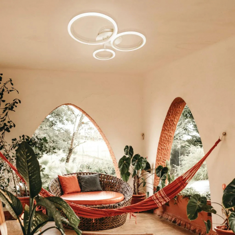 Lustra LED cu telecomanda 41W, Putere maxima 80W,  3 Cercuri, lumina Rece/Calda/Neutra, Dimabila, Alb [2]