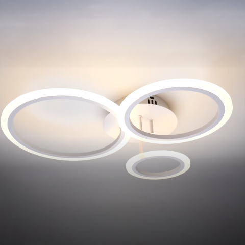 Lustra LED cu telecomanda 41W, Putere maxima 80W,  3 Cercuri, lumina Rece/Calda/Neutra, Dimabila, Alb [3]