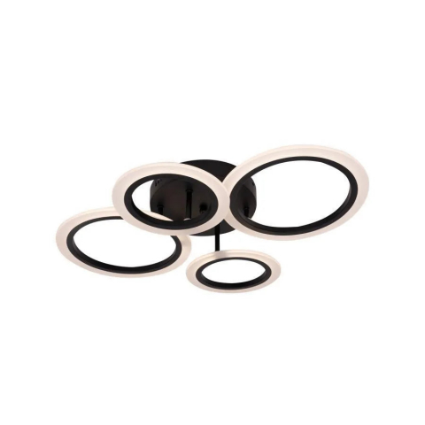 Lustra LED, 44W - 100W, 4 Cercuri, lumina Rece/Calda/Neutra, Dimabila, Negru, Telecomanda [2]