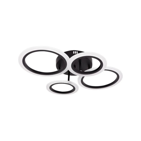 Lustra LED, 44W - 100W, 4 Cercuri, lumina Rece/Calda/Neutra, Dimabila, Negru, Telecomanda [3]