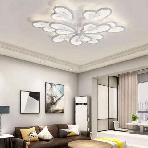 Lustra LED cu telecomanda BLOSSOM 107W, 9 Petale, lumina Rece/Calda/Neutra, Dimabila, Alb [1]