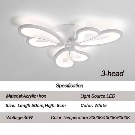 Lustra LED cu telecomanda BLOSSOM, 43W, 3 Petale, lumina Rece/Calda/Neutra, Dimabila, Alb [3]