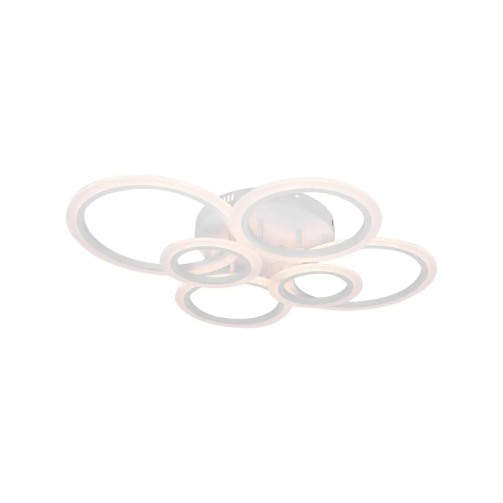 Lustra LED cu telecomanda 6 Cercuri, 82W, lumina Rece/Calda/Neutra, Dimabila, Alb [3]