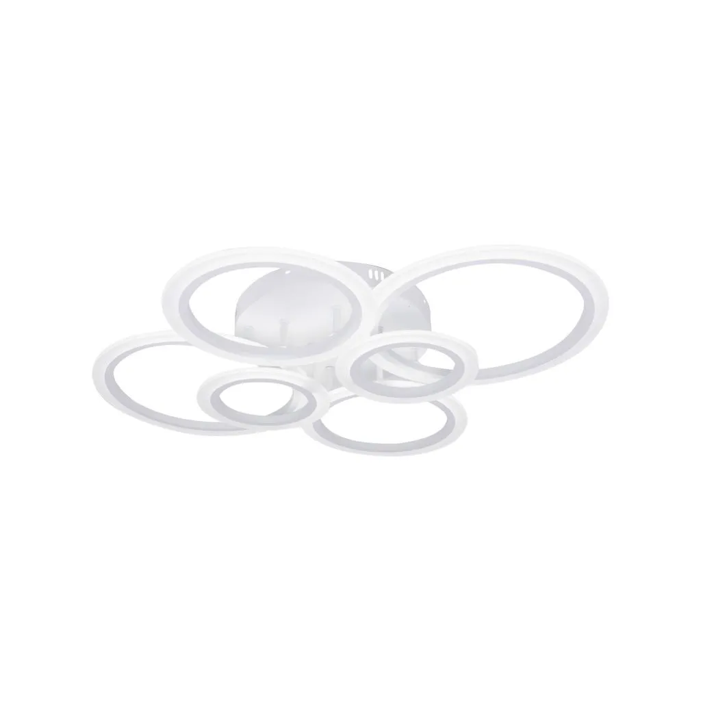 Lustra LED cu telecomanda 6 Cercuri, 82W, lumina Rece/Calda/Neutra, Dimabila, Alb [2]