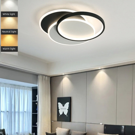 Lustra LED cu telecomanda CHIARA 76W, 3 Cercuri, lumina Rece/Calda/Neutra, Dimabila, Negru [2]