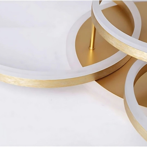 Lustra LED cu Telecomanda DARIO, 4 cercuri, 103W, Lumina Calda/Rece/Neutra, Dimabila, Auriu [1]