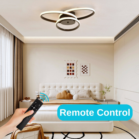 Lustra LED impletita cu telecomanda, 59W, lumina Rece/Calda/Neutra, Dimabila, Negru, Inaltime Reglabila, 4600 lm [2]