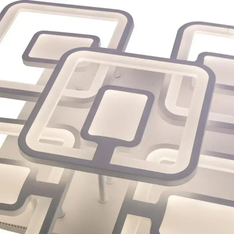 Lustra LED cu telecomanda FELIX 107W, 5 Patrate, lumina Rece/Calda/Neutra, Dimabila, Alb [1]