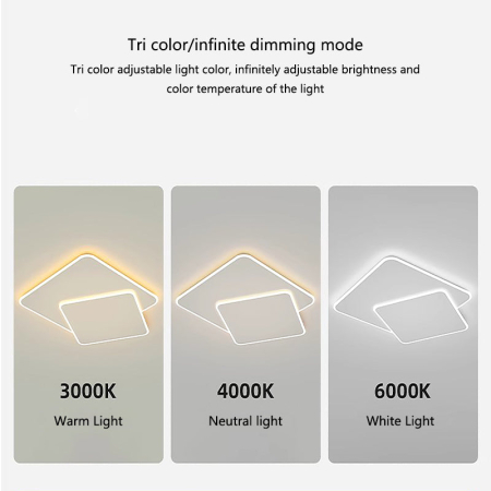 Lustra LED moderna cu telecomanda 98W, design geometric 2 patrate interconectate, lumina calda rece neutra, finisaj alb [2]