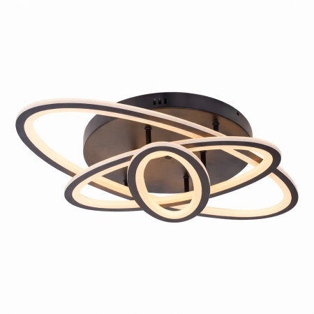 Lustre LED Aplicate - Lustra LED OWL 75W cu Telecomanda, 3 Inele Ovale, Dimabila, Lumina Reglabila Rece/Calda/Neutra, Design Elegant Negru