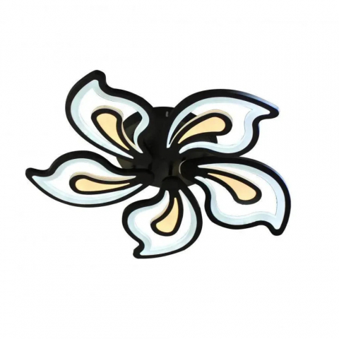 Lustră LED modernă 150W cu telecomandă, design elegant 5 petale negre, intensitate reglabilă și lumină rece/caldă/neutră pentru livinguri și spații mari [2]