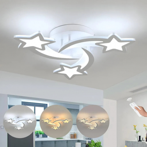 Lustra LED moderna cu telecomanda 48W, design stele decorative, lumina reglabila calda rece neutra, dimabila [2]