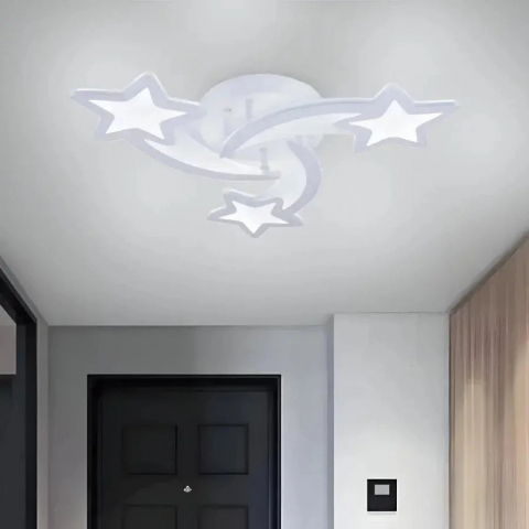 Lustra LED moderna cu telecomanda 48W, design stele decorative, lumina reglabila calda rece neutra, dimabila [3]