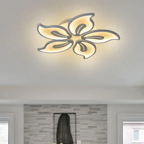Lustre LED - Lustră LED 73W, 5 Petale, Alb – Dimabilă, Telecomandă - Design Modern