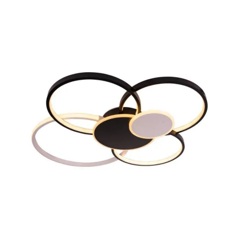 Lustra LED cu telecomanda KILLIAN 74W, 6 Cercuri, lumina Rece/Calda/Neutra, Dimabila, Negru Alb [2]