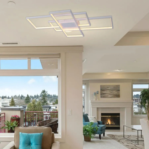 Lustre LED - Lustra LED cu telecomanda LANDEN 184W, 3 Elemente, lumina Rece/Calda/Neutra, Dimabila, Alb