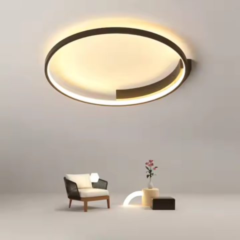 Lustră LED rotundă 33W cu telecomandă, design minimalist negru, dimabilă, lumină rece/caldă/neutră pentru dormitor, living sau birou [1]