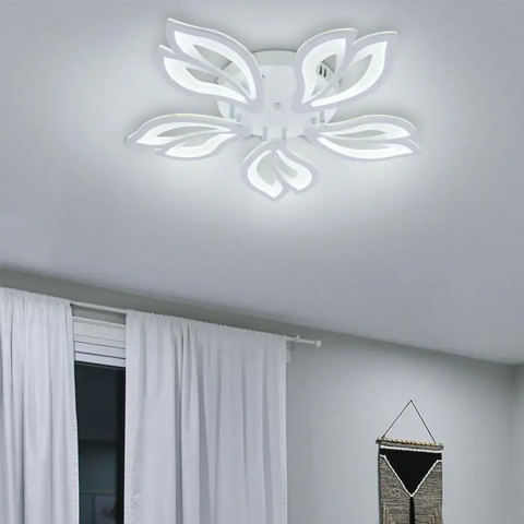 Lustra LED cu telecomanda LILY 75W, 5 Elemente, lumina Rece/Calda/Neutra, Dimabila, Alb [2]