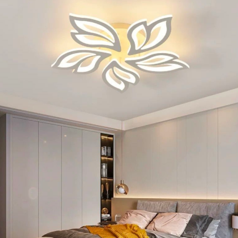 Lustre LED - Lustra LED cu telecomanda LILY 75W, 5 Elemente, lumina Rece/Calda/Neutra, Dimabila, Alb
