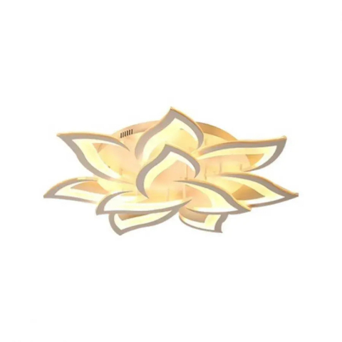 Lustra LED cu telecomanda LOTUS 110W, 9 Petale, lumina Rece/Calda/Neutra, Dimabila, Alb [1]