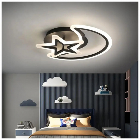 Lustre LED Aplicate - Lustra LED Alessandro 45W, Neagră, Dimabilă, Telecomandă, 46x11cm