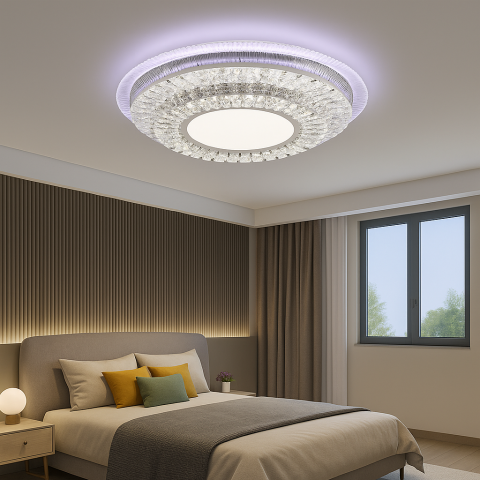 Lustra LED cu telecomanda MIRALUX RGB, 70W, lumina Albastra/Rece/Calda, Dimabila, Alb [1]