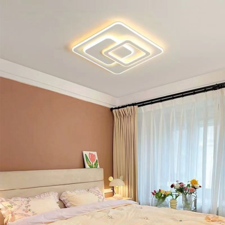 Lustră LED cu telecomandă, 120W, alb mat, patrata, lumina rece/calda/neutra, dimabilă, design modern [1]