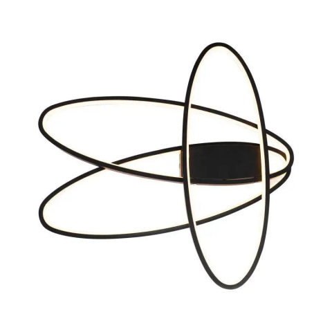 Lustra LED 140W cu telecomanda, dimabila, 3 elemente ovale, lumina rece calda neutra, design modern negru [1]