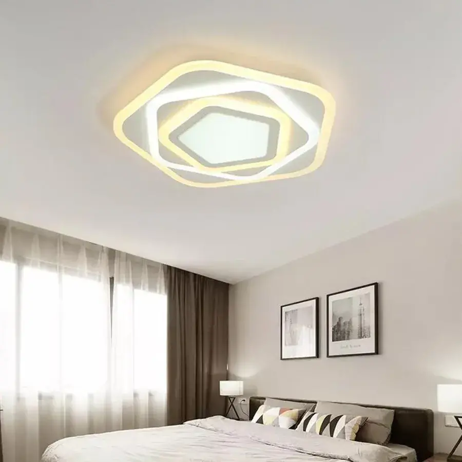 Corpuri de Iluminat - Lustră LED modernă 59W cu telecomandă, dimabilă, 3 tipuri de lumină, design alb elegant