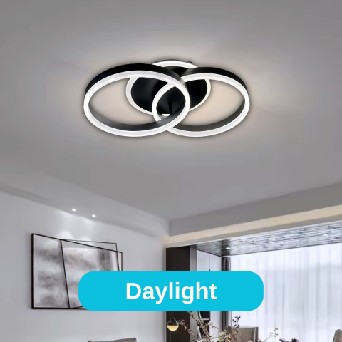 Lustra LED cu telecomanda RIGA LILITH 55W, 2 Cercuri, lumina Rece/Calda/Neutra, Dimabila, Negru [2]