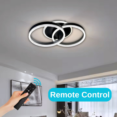 Lustra LED cu telecomanda RIGA LILITH 55W, 2 Cercuri, lumina Rece/Calda/Neutra, Dimabila, Negru [1]