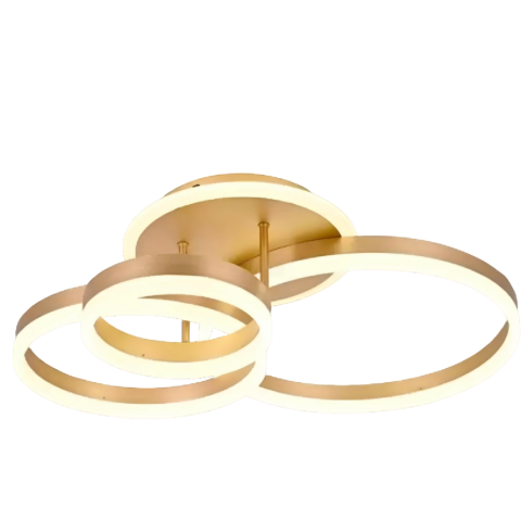 Lustra LED cu telecomanda RIGA LILITH 94W, 3 Cercuri, lumina Rece/Calda/Neutra, Dimabila, Auriu Lucios [2]