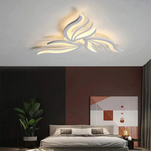 Lustre LED Aplicate - Lustra LED 37W cu telecomanda, 3 petale, alb, 60cm