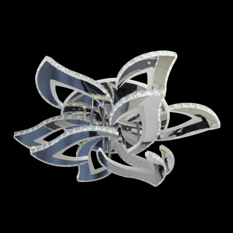 Lustre LED - Lustra LED cu telecomanda si cristal Alejandro 154W, 9 Flori, lumina Rece/Calda/Neutra, Dimabila, Crom Lucios