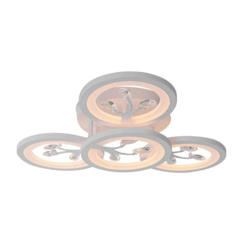 Lustra LED 49W cu Telecomanda si Cristale, Lumina Rece-Calda-Neutra, Alb [3]