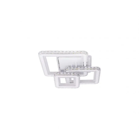 Lustra LED cu telecomanda si cristal LEILA 154W, 3 Patrate, lumina Rece/Calda/Neutra, Dimabila, Alb Crom Lucios [2]