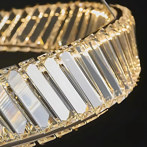 Lustra LED cu telecomanda si cristal LUIGI, 35W, lumina Rece/Calda/Neutra, Dimabila, Auriu [1]