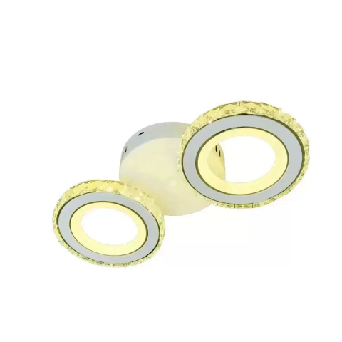 Lustra LED cu telecomanda si cristal NOVA ROTONDA 29W, 2 Cercuri, lumina Rece/Calda/Neutra, Alb [2]